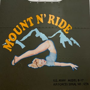 WWII Nose Art Panel- B-17G &quot;Mount N&#39; Ride&quot;, WWII Aviation  NAP-0142