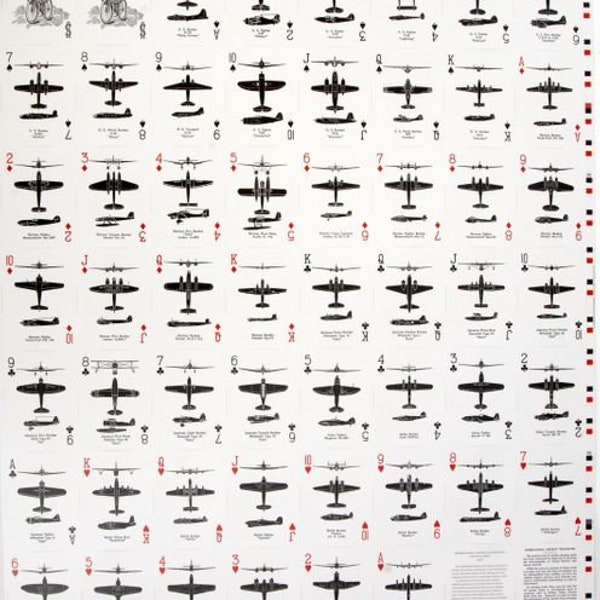 Uncut Sheet of Blue WWII Bicycle Brand Aircraft Spotter Cards MIS-0103-SB