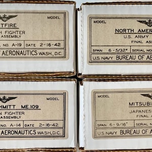 Four Different Balsa Wood WWII Friend or Foe Aircraft I.D. Kits Plus! MDL-0101-4