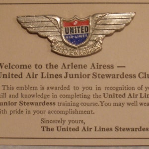 Vintage Junior Stewardess Flügel der Fluglinie Fluglinie 2 auf Karte WIN-0104