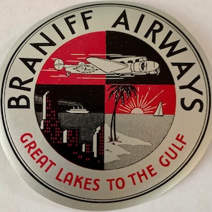 Original 1930s Braniff Airways Luggage Decal  DEC-0115