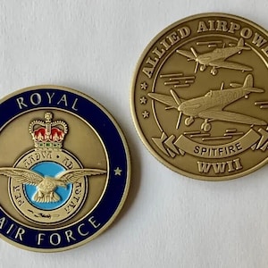 Supermarine Spitfire Challenge Coin, WWII Aviation, Battle of Britain 1 1/2&quot; CC-SPIT-F