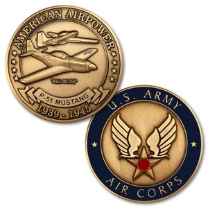North American Aviation P-51 Mustang Challenge Coin, 1 1/2&quot;  CC-P-51