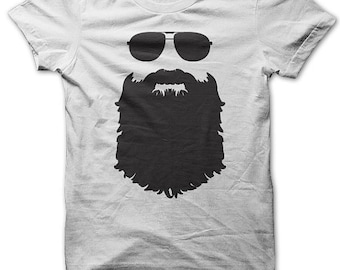 Beard T Shirt - Beard And Aviators T Shirt - Beard Tshirt - Beard Growers Tshirt - Funny Beard Tshirts - White - S-5XL - Beard Fans