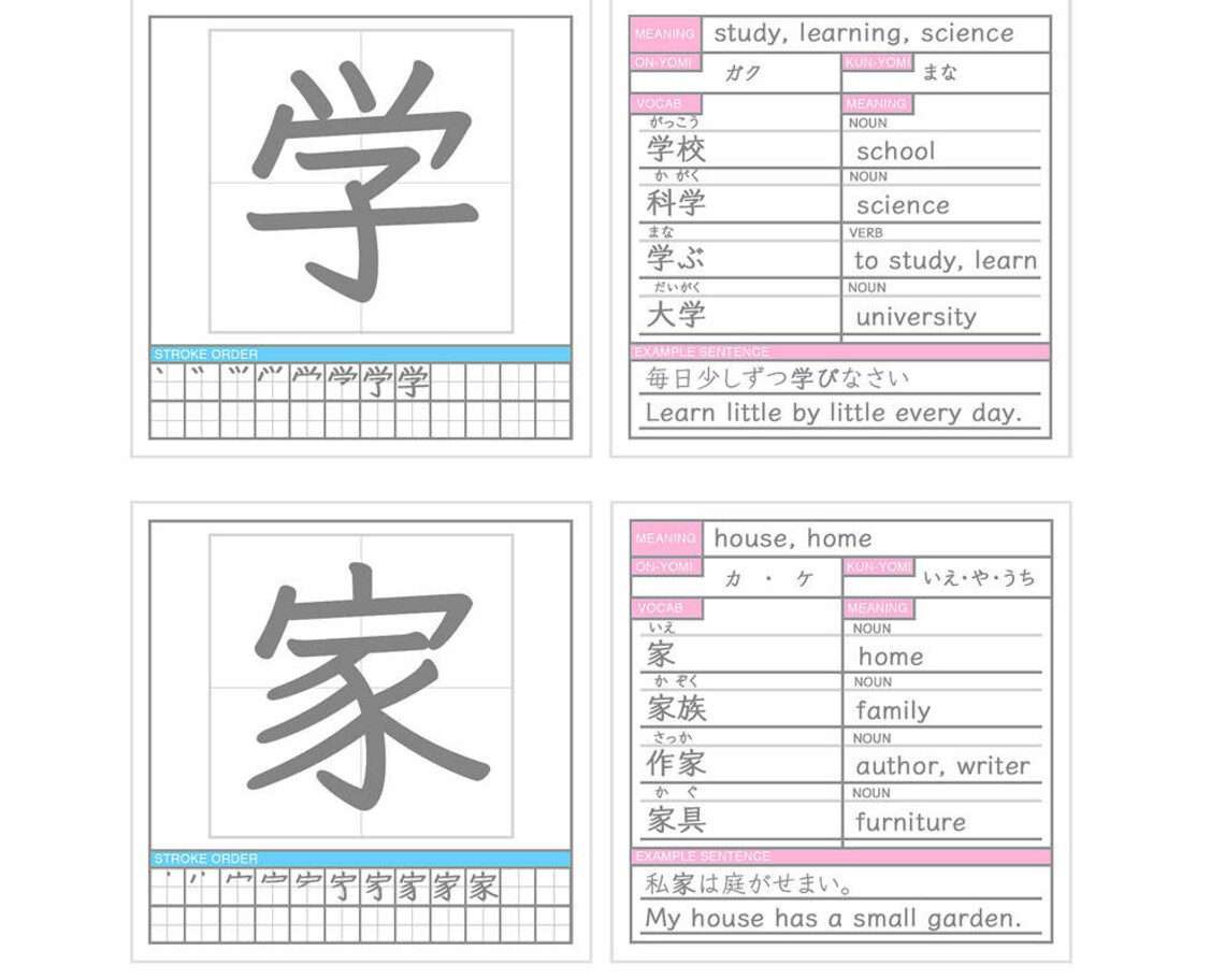 Benkyogo Selfstudy Japanese Kanji Flashcards Etsy UK