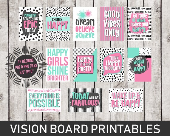Vision Board Printables Inspirational Quotes Dorm Room  Etsy