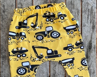 Baby Trucks and diggers Harem Pants, Toddler Harems, Trendy Baby Clothes