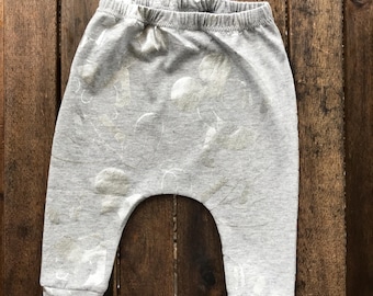 Handmade Baby Harem Pants | Grey Silver Mouse Print | Soft Cotton Toddler Pants | Unisex Baby Clothes | Baby Shower Gift