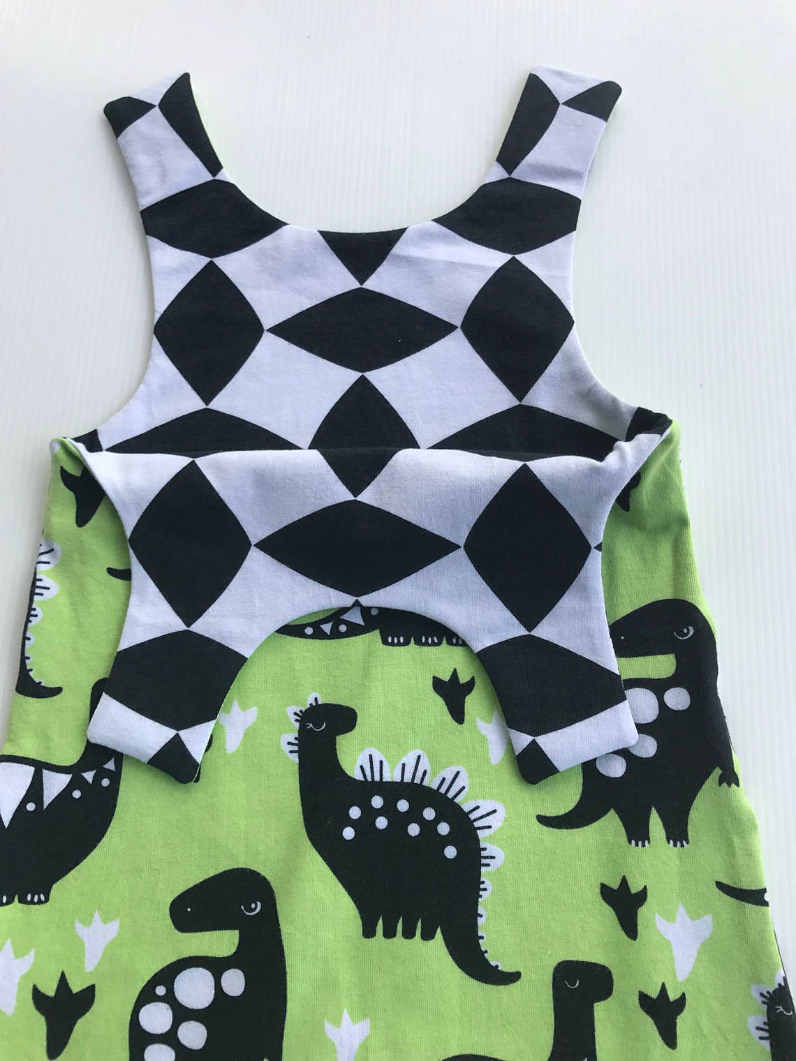 Baby Romper With Green Dinosaur Pattern
