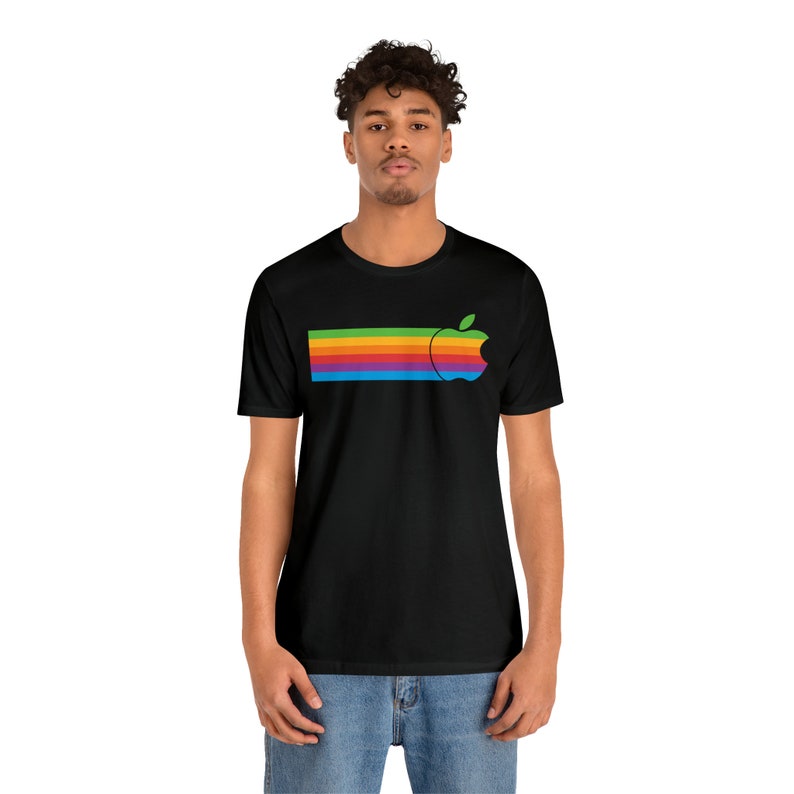 T-shirt Apple 2 II Mac Macintosh Rainbow Logo V2 image 4
