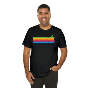 T-shirt Apple 2 II Mac Macintosh Rainbow Logo V2 image 8