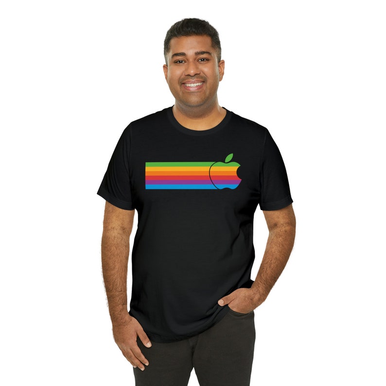 T-shirt Apple 2 II Mac Macintosh Rainbow Logo V2 image 8