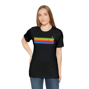 T-shirt Apple 2 II Mac Macintosh Rainbow Logo V2 image 5