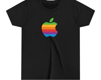 T-shirt Apple 2 II Mac Macintosh avec logo arc-en-ciel pour enfant