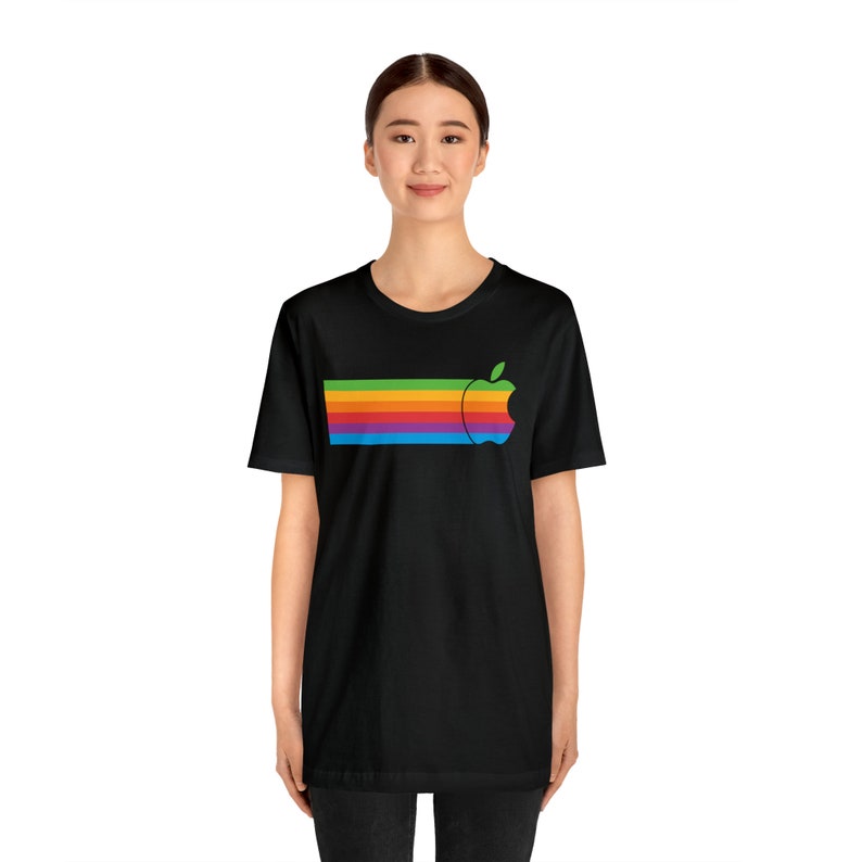 T-shirt Apple 2 II Mac Macintosh Rainbow Logo V2 image 3