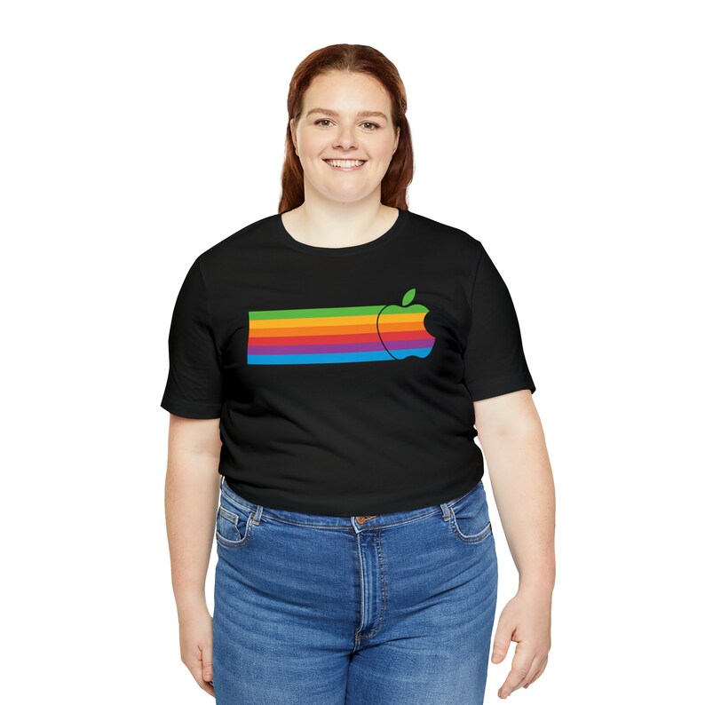 T-shirt Apple 2 II Mac Macintosh Rainbow Logo V2 image 7