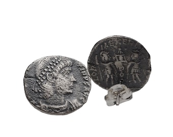 Ancient Roman Coin Earrings - Emperor Constantius II Replica in Sterling Silver