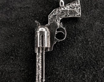 Handcrafted Sterling Silver Colt Revolver Necklace: Western Jewelry Gift