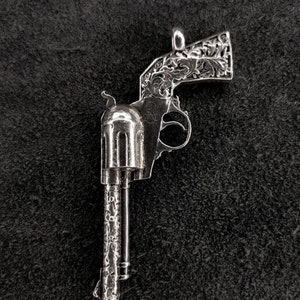 Handcrafted Sterling Silver Colt Revolver Necklace: Western Jewelry Gift