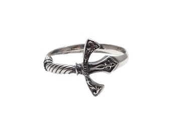 Sterling Silver King Arthur Excalibur Sword Ring: Medieval Arthurian Legend