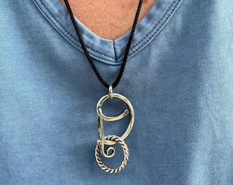 Sterling Silver Ring Holder Pendant Necklace: Unisex Keeper Jewelry