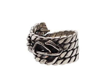Handmade Rope-Style Ring with Filigree Anchor Element - Embodying the Essence of Sailing and Maritime Culture