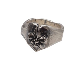 Sterling Silver Signet Ring: King Arthur Fleur-de-lis Shield