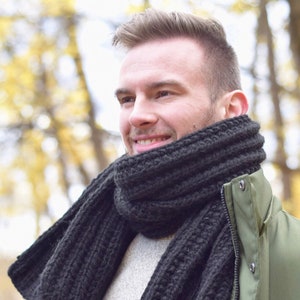 Sjaal mannen gebreide sjaal handgemaakte cadeau voor mannen zwarte sjaal Unisex wollen sjaal heren lange man geschenken sjaal warme gebreide sjaal cadeau voor hem dikke sjaal