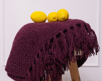 Knit Throw with Tassels Blanket Handmade Knitted Baby Throw Wool Blanket Hand Knit Blanket with Fringe Throw Warm Blanket Knitted Wool Throw