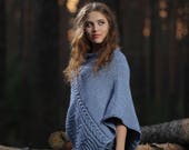 KNITTING PATTERNS DIY Poncho Cape Knit Poncho Wool Hand Knit Poncho Hand Knit Shawl Wool Poncho Cape Wrap Poncho Wrap Knit Poncho Women