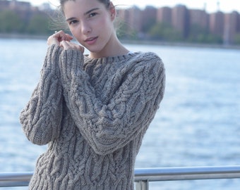 Suéter de punto para mujer, suéter grueso, suéter de lana de gran tamaño, suéter de punto hecho a mano, cárdigan de punto, ropa para mujer, suéter de punto