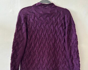 Purple Eggplant color Hand Knit Sweater Size S Sweater Handmade Wool Knit Pullover Wool Sweater Winter Clothing Warm Sweater Knitted Sweater