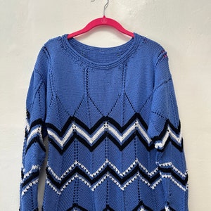 FINAL SALE Blue 100% Cotton Hand Knit Sweater Cardigan Sweater Summer Clothing Knitted Sweater Gift for Her Hand Knit Top Clothes Sweater