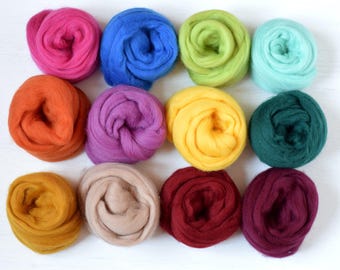 Wool Felt Supplies Merino Wool Chunky Yarn Roving Samples Felt Kit Weaving Yarn Wool Yarn Chunky Wool Knitting Supplies Wool Felting Kit