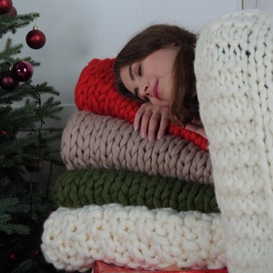 Chunky Knit Blanket Throw Blanket Merino Wool Blanket Knit Baby Blanket Super Chunky Yarn Blanket Chunky Knit Throw Knit Blanket Wool Throw