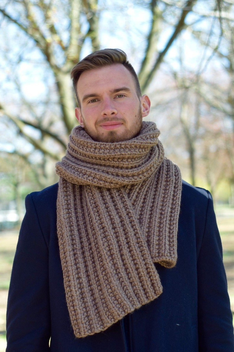 Knit Scarf for Men Wool Chunky Knitted Scarf Unisex Hand Knit Etsy