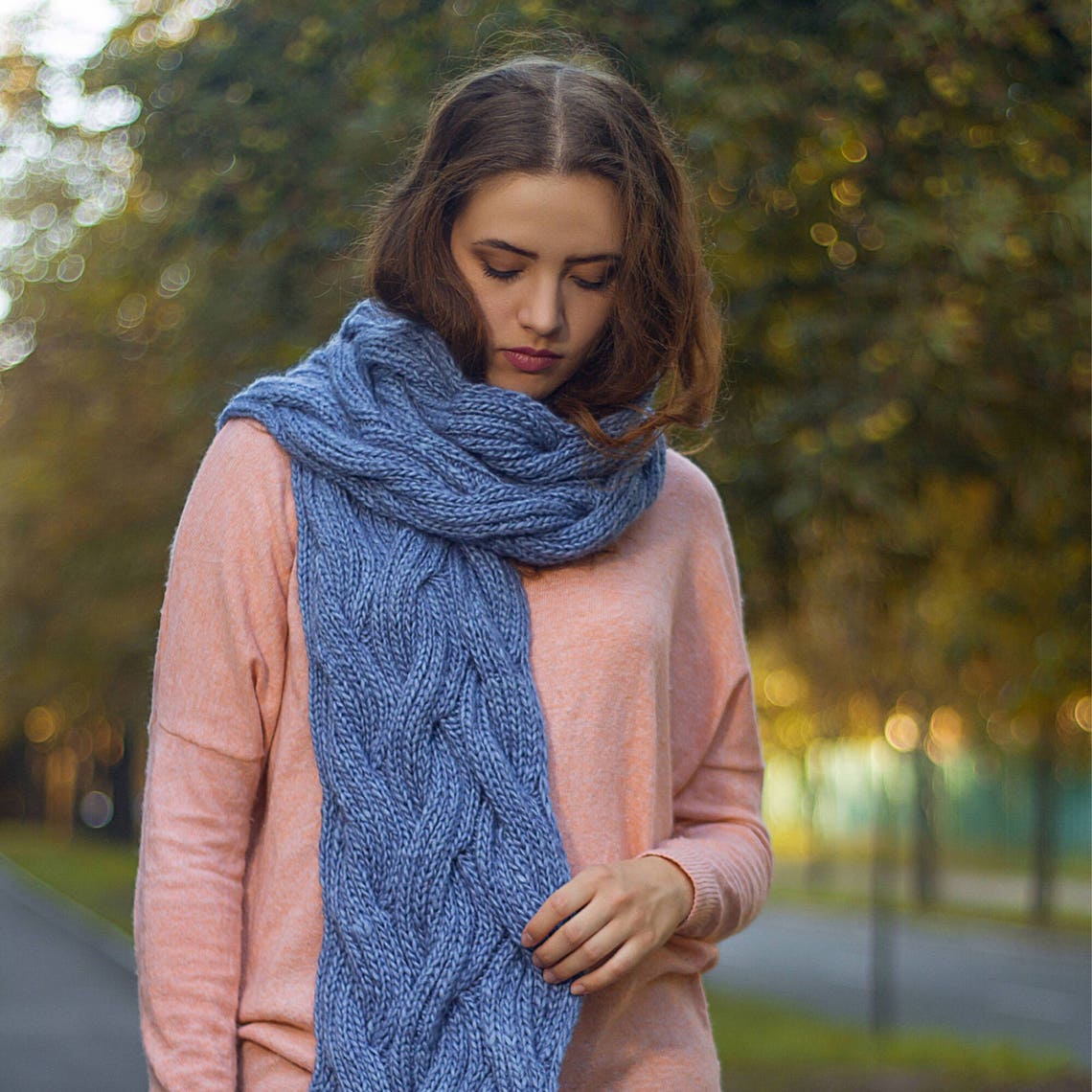 KNITTING PATTERN DIY Hand Knit Infinity Scarf Chunky Wool - Etsy