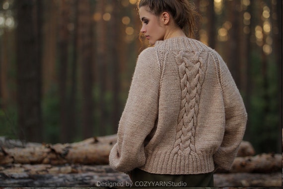 Hand Knit Sweater for Women Oversized Sweaters Womens Knitwear Wool Sweater  Handmade Knit Pullover Warm Sweater Knit Top Knitted Sweater 