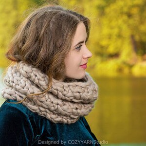 KNITTING PATTERN DIY Hooded Scarf Knit Cowl Snood Knitted Neck Warmer Wool Scarf Hood Cowl Circle Scarf Snood Women Scarf Oversized Knitting