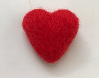 Wool Felted Ornaments Handmade Needle Felted Red Heart Felted Christmas Tree Ornaments needle Felted  Wool Valentines Hearts