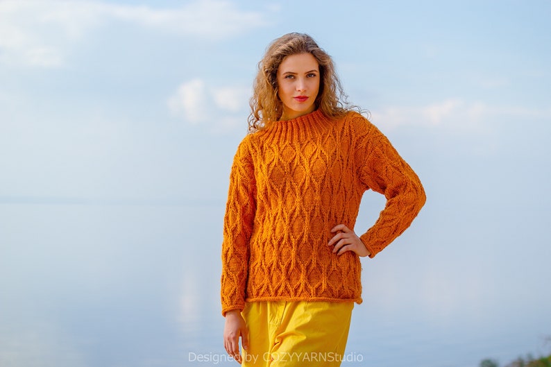 Hand Knit Sweater Women Sweater Wool Sweater Handmade Knit Pullover Warm Sweater Knit Cardigan Top Womens Clothing Knitted Warm Sweater image 7