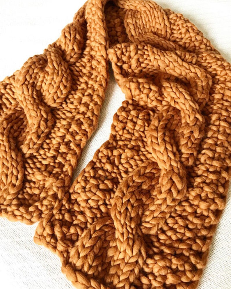 KNITTING PATTERN DIY Chunky Cable Knit Infinity Scarf Big | Etsy