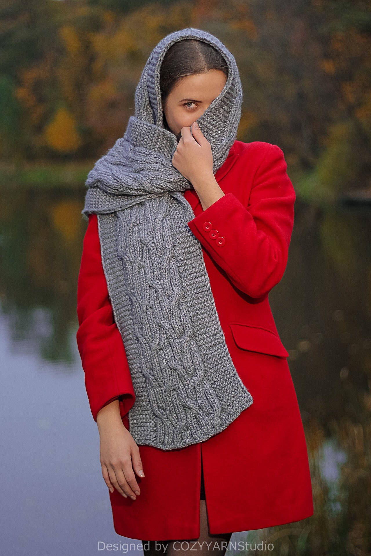 Chunky Grey Scarf Unisex Wool Hand Knit Infinity Scarf Oversized ...