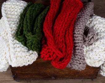 Couverture en tricot épais jetée Couverture en laine mérinos en tricot Couverture pour bébé en tricot super épaisse jeté en tricot épais Couverture en tricot jeté en laine