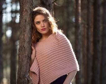 Cape vrouwen poncho trui gebreide poncho Cape gebreide poncho wollen sjaal warme handgebreide poncho gebreide sjaal wollen poncho Cape wrap poncho wrap gebreide
