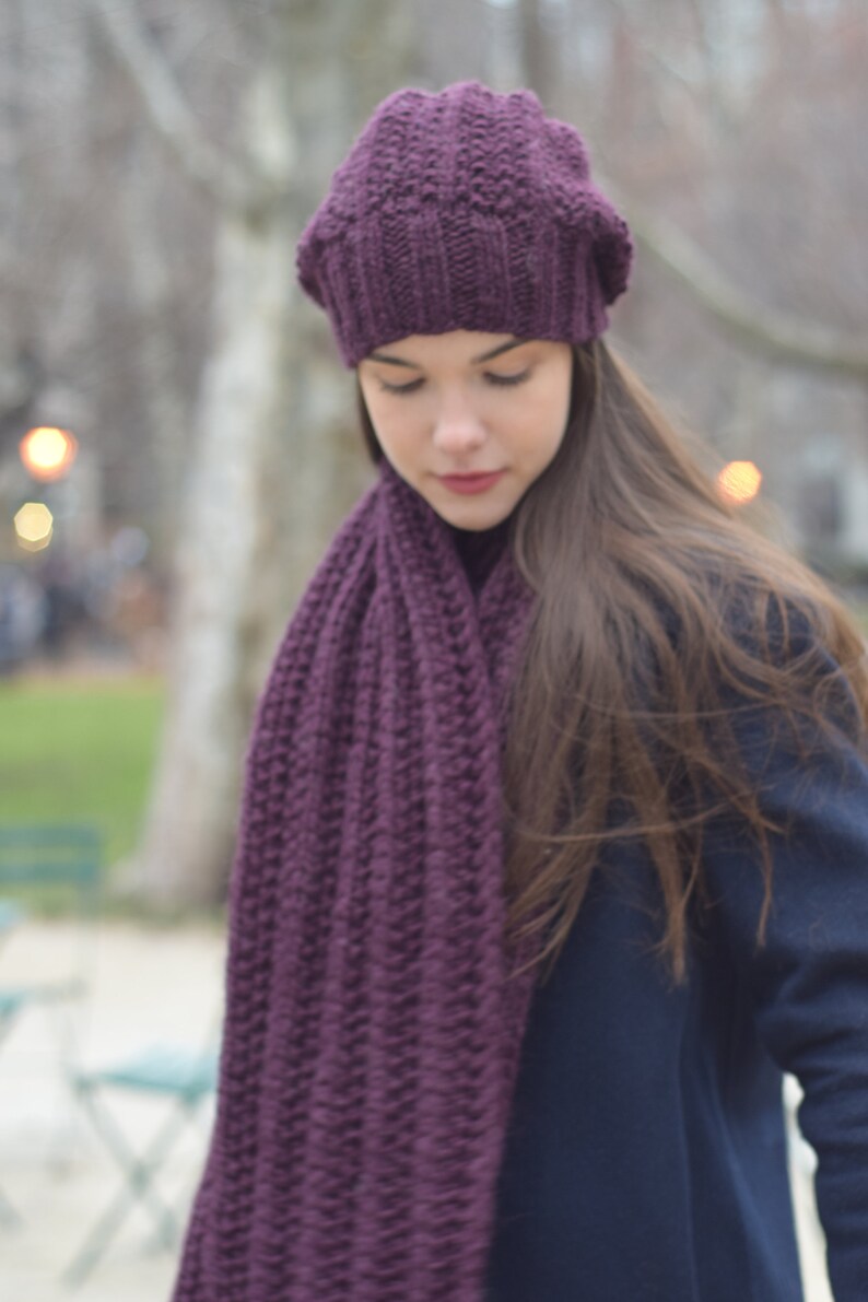 Knit Beanie Chunky Scarf Knit Set Infinity Scarf Knitted Hat Knit Wool ...
