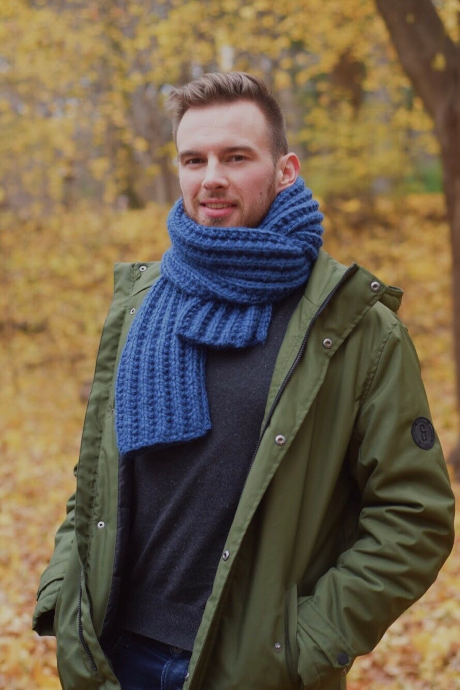 Knit Scarf for Men Wool Chunky Knitted Scarf Unisex Hand Knit - Etsy