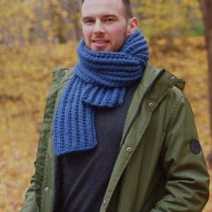 Knit Scarf for Men Wool Chunky Knitted Scarf Unisex Hand Knit Brown ...