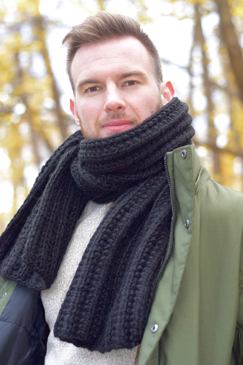 Knit Scarf for Men Wool Chunky Knitted Scarf Unisex Hand Knit - Etsy