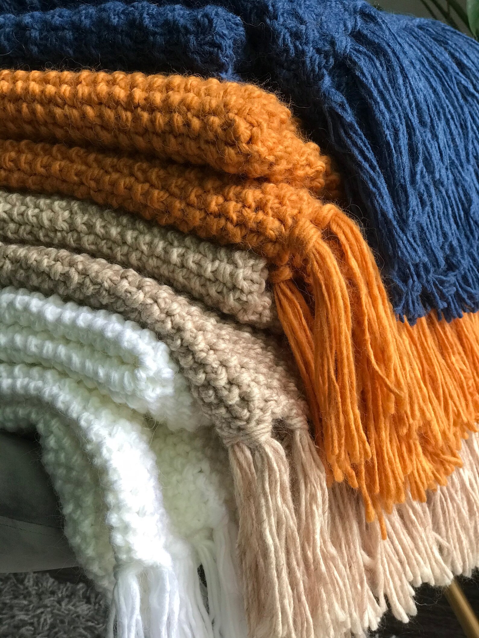 Hand Knit Blanket Fringe Throw Wool Blanket Warm Baby Blanket Etsy